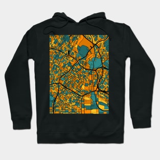 Los Angeles Map Pattern in Orange & Teal Hoodie